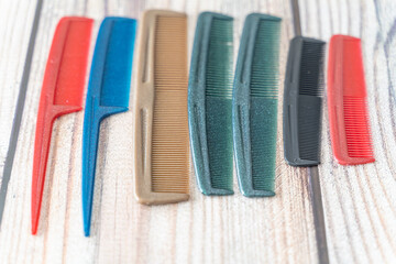 collection of hair combs to groom hair