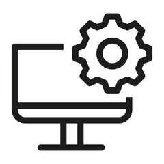 Computer settings icon in outline style on white background.