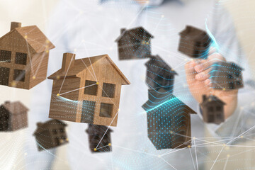 home choice Big data and artificial intelligence concept. Machine learning and cyber mind domination