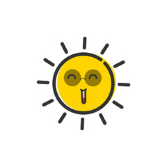 Happy color bright sun shine with sun glasses, summer time icon
