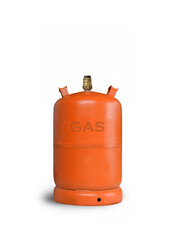 orange butane gas cylinder isolated on white background - obrazy, fototapety, plakaty