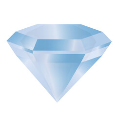 Blue diamond isolated on white background, gemstone, vector illustration.