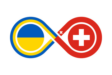 harmony icon of ukraine and switzerland flags. vector illustration isolated on white background