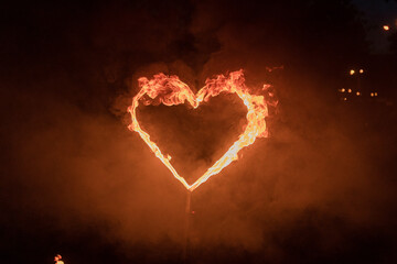 heart on fire outdoor show with pyrotechnics