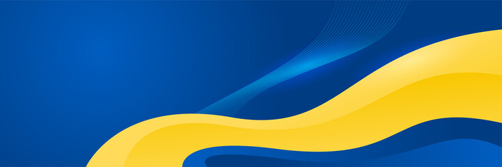 Modern abstract blue yellow orange banner background design. Abstract geometric background with lines, dots and circle. Vector illustration