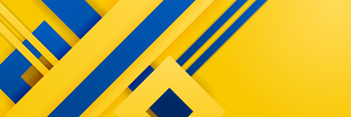 Modern abstract blue yellow orange banner background design. Abstract geometric background with lines, dots and circle. Vector illustration