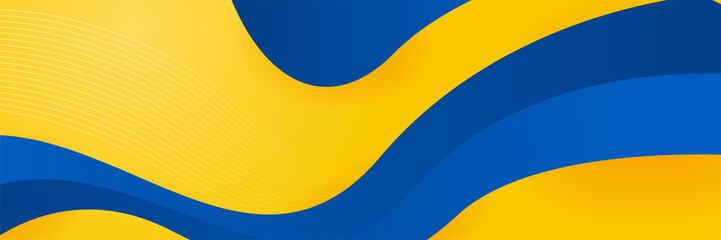 Modern abstract blue yellow orange banner background design. Abstract geometric background with lines, dots and circle. Vector illustration