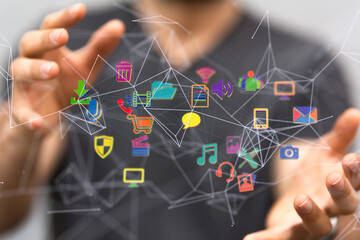 Futuristic in Industry 4.0 and business virtual diagram