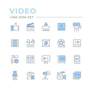 Set color line icons of video