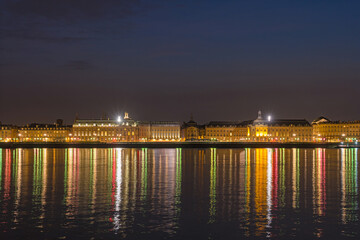 Night Scenery in Bordeaux With Bourse Place and Garonne River