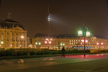 Fototapeta na wymiar Night Scenery of Bordeaux Bourse Place at Night