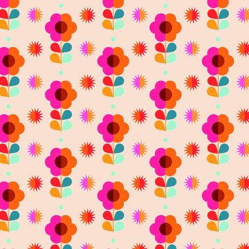 Seamless 60s Flower Pattern