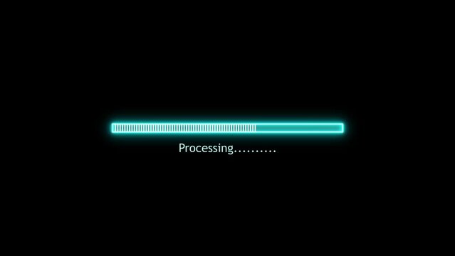 Loading Icon Animation. Loading bar downloading bar loading screen pixelated progress animation Loading Transfer Download 0-100% in black background.
