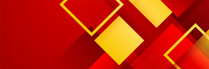 Red orange yellow abstract gradient geometric shapes banner background, shine and smooth with futuristic and modern template. Vector abstract graphic design banner pattern background illustration.