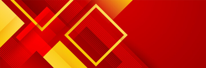 Red orange yellow abstract gradient geometric shapes banner background, shine and smooth with futuristic and modern template. Vector abstract graphic design banner pattern background illustration.
