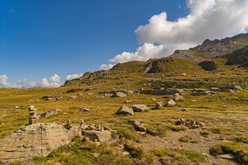 Rock Mountain in the French Alps in a Sunny Morning With Clouds