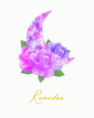 Fototapeta na wymiar Vintage watercolor Ramadan painting style on white background