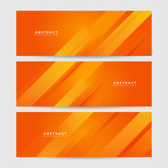 Fototapeta premium Modern orange yellow geometric abstract banner background design. Suit for business, corporate, institution, party, festive, seminar, and talks.