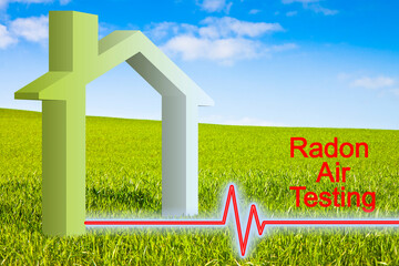 The danger of radon gas in our homes - Radon free concept with check-up graph about radon air...