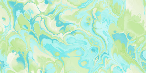 Fototapeta na wymiar melted marbled green turquoise cream seamless tile