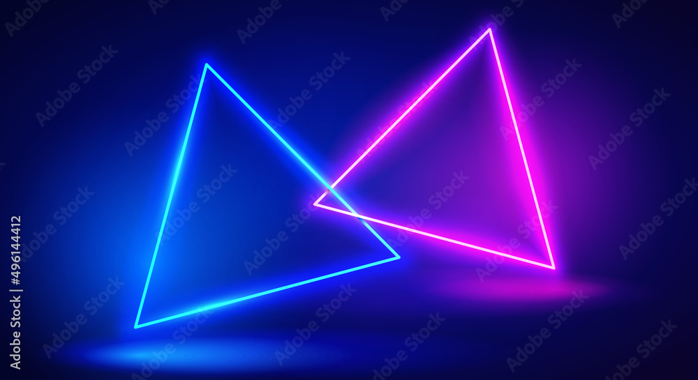 Wall mural abstract neon color triangle background