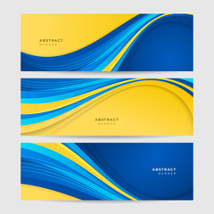 Blue banner background with orange and yellow color composition in abstract. Vector abstract graphic design banner pattern background template illustration.