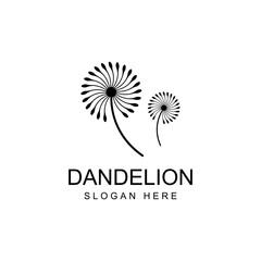 Dandelion flower logo and symbol design vector illustration template