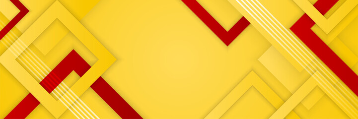 Obraz premium Modern red yellow orange geometric background. Dynamic lines and shapes composition. Abstract background modern hipster futuristic graphic. Vector abstract texture design, bright poster, banner