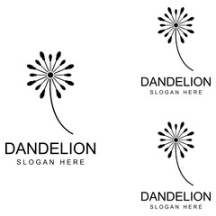 Dandelion flower logo and symbol design vector illustration template