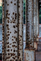 Galle, Sri Lanka Rusty pylons at the central railway station.