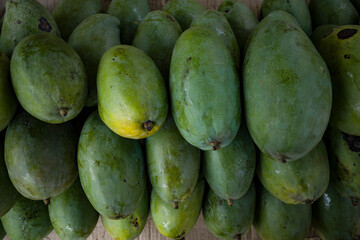 Galle, Sri Lanka Mangoes at a farm market stall.