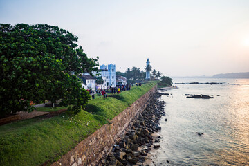 Obraz premium Galle, Sri Lanka Sunrise along the southern wall of the Galle Dutch Fort.