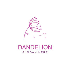 Dandelion flower logo and symbol design vector illustration template