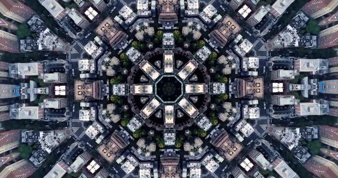 city new york kaleidoscope landscape mandala animation graphic party background led trance trippy