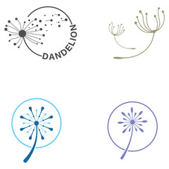 Dandelion flower logo and symbol design vector illustration template