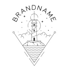 Lighthouse line art logo template