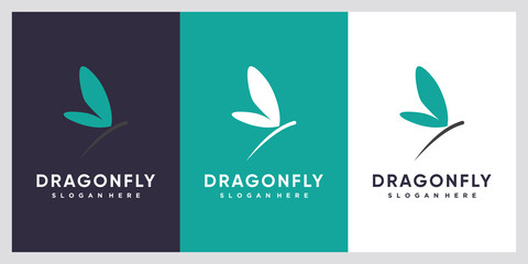 Dragonfly logo design with style and creative concept