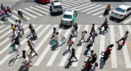 Group of people crossing the crosswalk