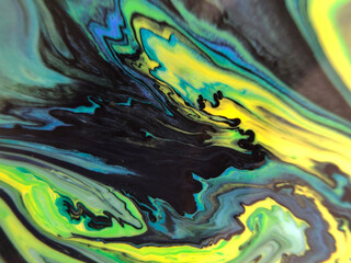 Artistic Black Aquarelle Backdrop Ink. Pastel Colored Trendy Ebru Watercolor.  Acrylic Wet Purple Illustration Color. Yellow Grunge Organic Spots Print.