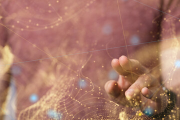 Global network. Blockchain. 3D illustration. Neural networks and artificial intelligence. Abstract