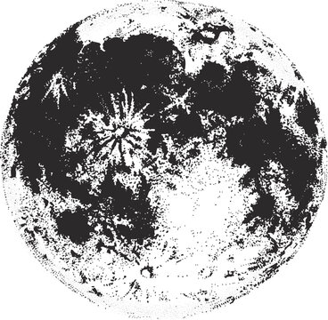 Moon Monochrome Hand Drawn Illustration