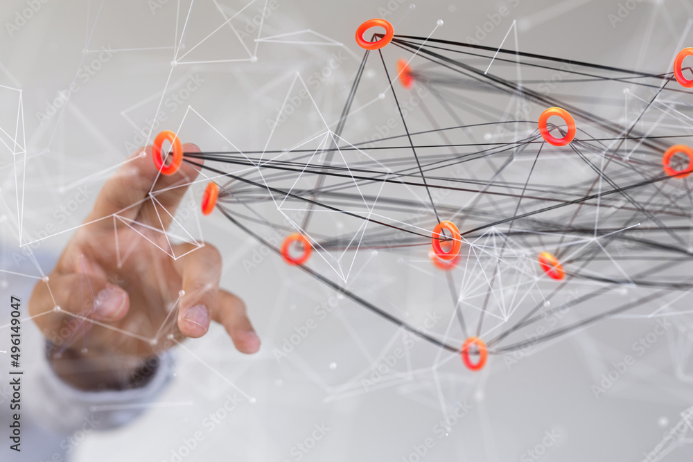 Wall mural conference digital network and data concept 3d