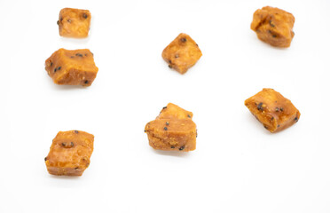 cookies with sugar filling and black cumin isolate on white background, selective focus