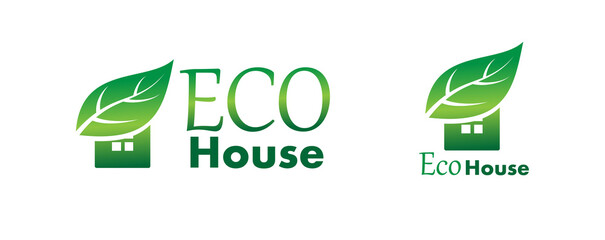 Eco house, logo for your company, natural materials, organics. Vector design element