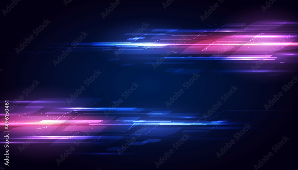 Fototapete modern abstract high-speed light effect. technology futuristic dynamic motion on blue background. mo