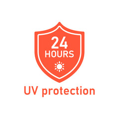 UV protection 24 hours icon. Skin care symbol. Vector