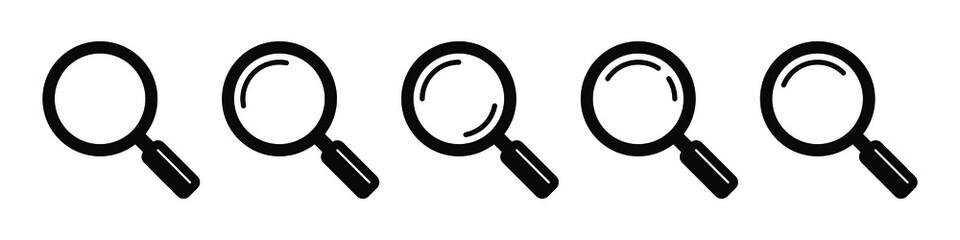 Magnifying glass icon, vector magnifier or loupe sign. Search icon.
