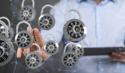 Information technology protected with firewall, secure access and encryption against cyber