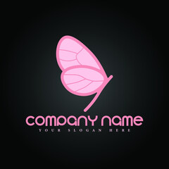 Butterfly pink logo design template Premium Vector