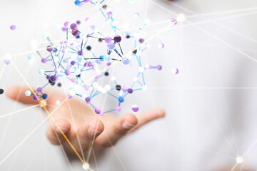 Global network. Blockchain. 3D illustration. Neural networks and artificial intelligence. Abstract